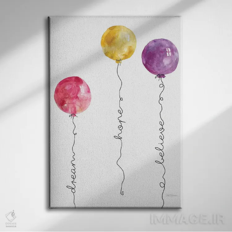 تابلو دکوراتیو اشعار بادکنکی شماره ۱ اثر کارول رابینسون - نمای روبهرو روی دیوار