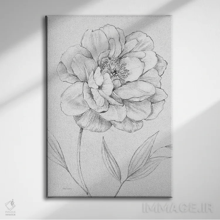 تابلو دکوراتیو طرح گل صدتومانی اثر کارول رابینسون - نمای روبهرو روی دیوار