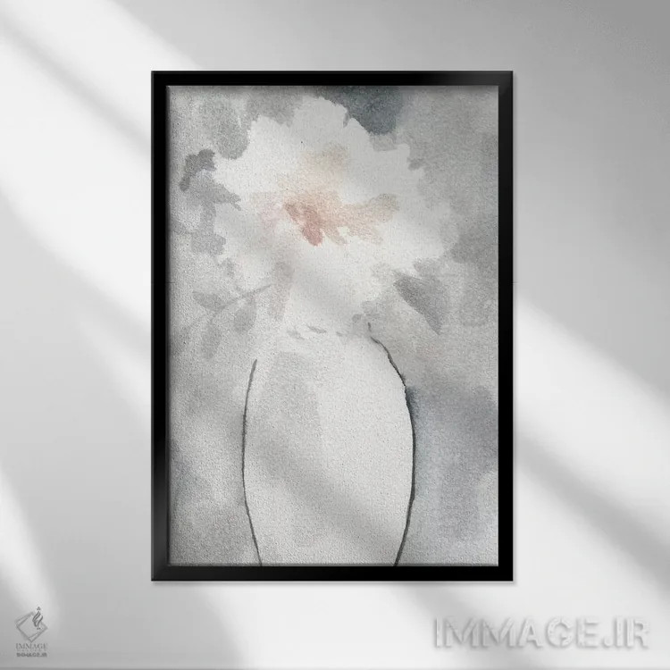 تابلو دکوراتیو سرخی نقره ای شماره ۱ اثر کارول رابینسون - نمای قابدار مشکی