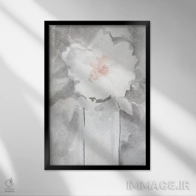 تابلو مدرن سرخی نقره ای شماره ۲ اثر کارول رابینسون - نمای قابدار مشکی