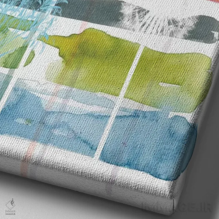 تابلو انتزاعی سایه نمای تابستان باغ اس بری شماره ۲ اثر کارول رابینسون - نمای نزدیک بافت بوم