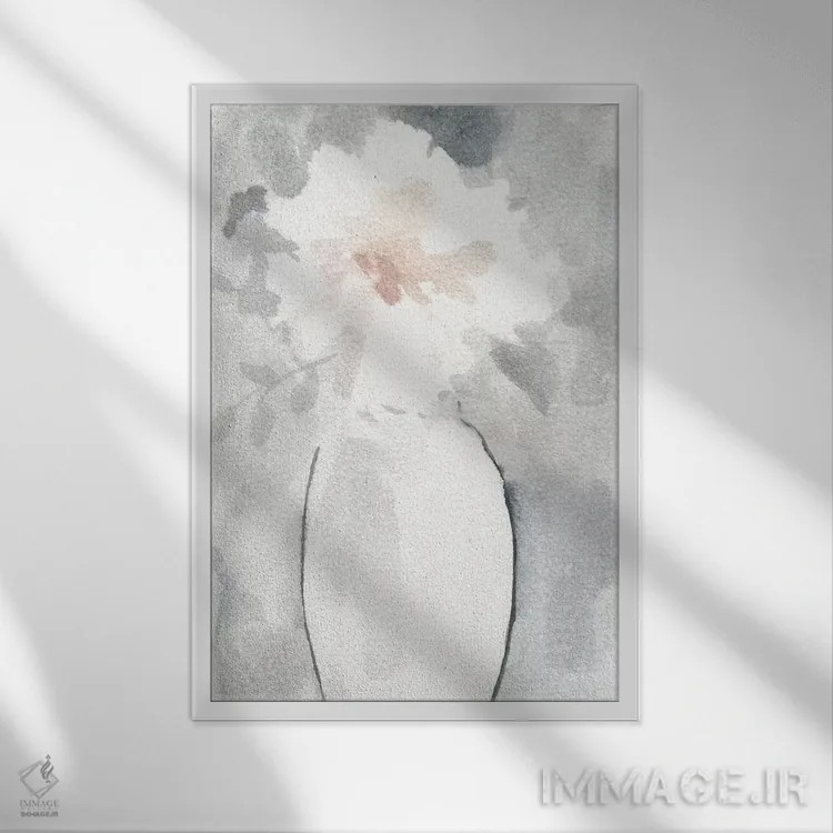 تابلو دکوراتیو سرخی نقره ای شماره ۱ اثر کارول رابینسون - نمای قابدار سفید