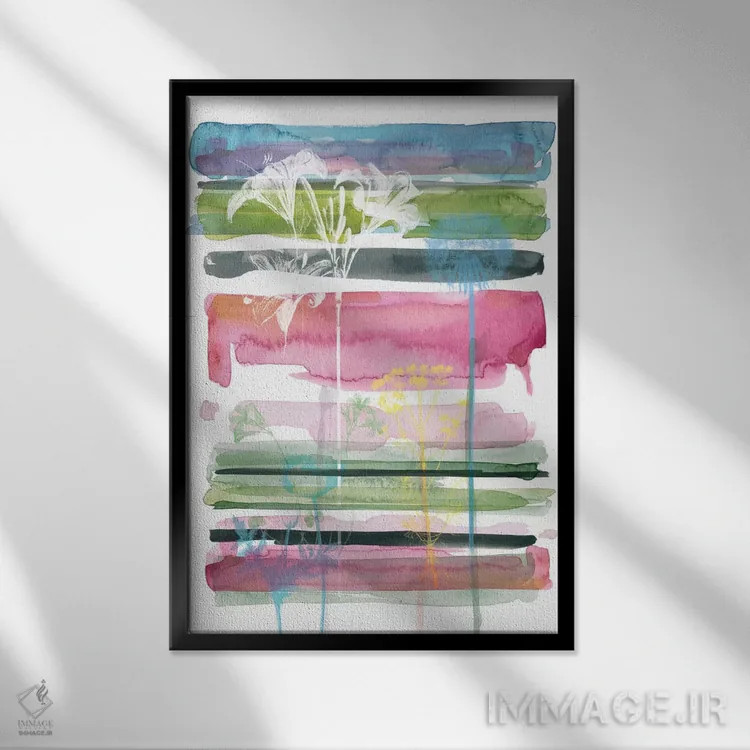 تابلو انتزاعی سایه نمای تابستان باغ اس بری شماره ۳ اثر کارول رابینسون - نمای قابدار مشکی