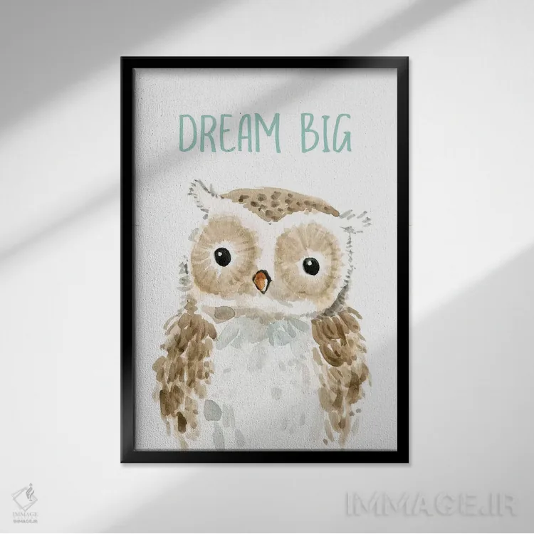 تابلو دکوراتیو جغد بزرگ اندیش اثر کارول رابینسون - نمای قابدار مشکی