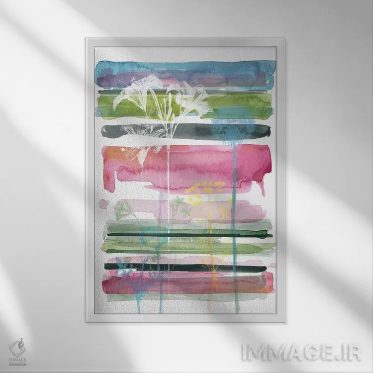 تابلو انتزاعی سایه نمای تابستان باغ اس بری شماره ۳ اثر کارول رابینسون - نمای قابدار سفید