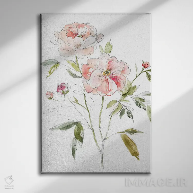 تابلو دکوراتیو طرح کلبه و گل رز شماره ۱ اثر کارول رابینسون - نمای روبهرو روی دیوار