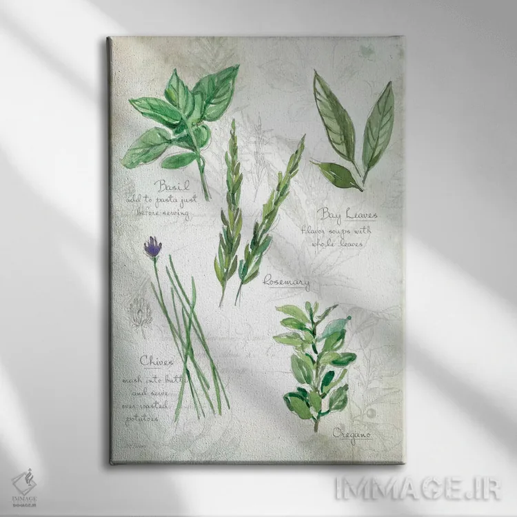 تابلو مدرن سبزیجات تازه شماره ۱ اثر کارول رابینسون - نمای روبهرو روی دیوار