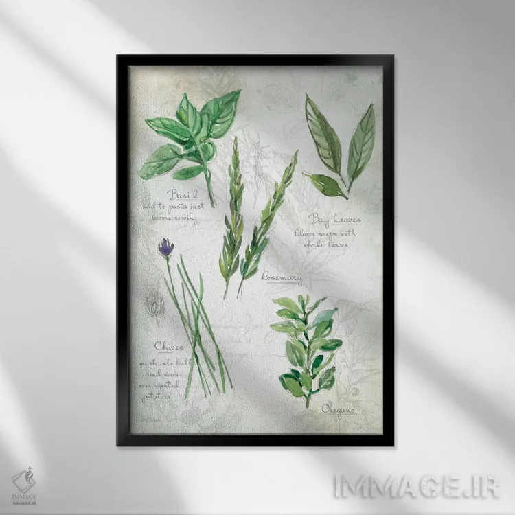 تابلو مدرن سبزیجات تازه شماره ۱ اثر کارول رابینسون - نمای قابدار مشکی