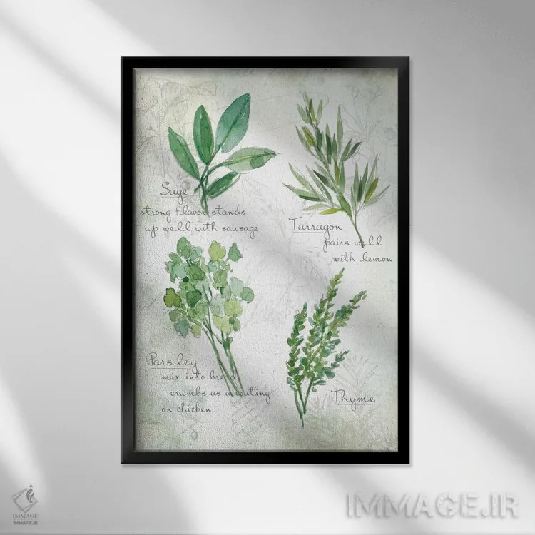 تابلو مدرن سبزیجات تازه شماره ۲ اثر کارول رابینسون - نمای قابدار مشکی
