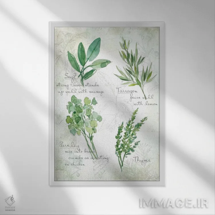 تابلو مدرن سبزیجات تازه شماره ۲ اثر کارول رابینسون - نمای قابدار سفید