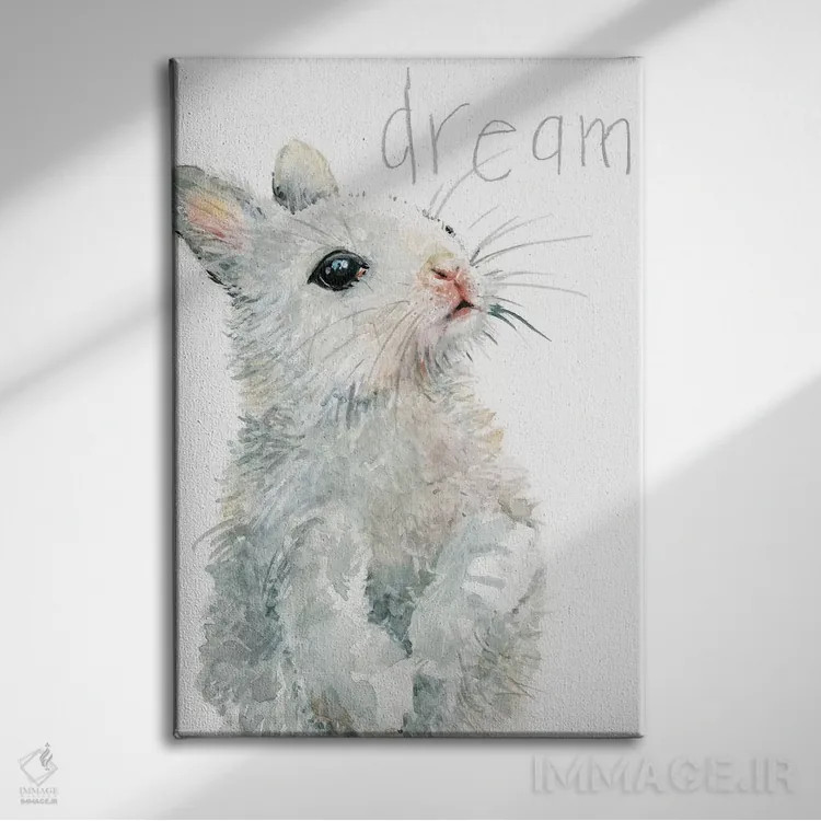 تابلو دکوراتیو خرگوش بچه پشمالوی جنگلی اثر کارول رابینسون - نمای روبهرو روی دیوار