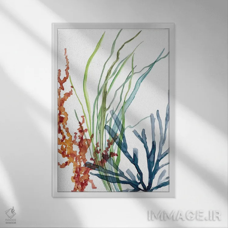 تابلو دکوراتیو باغ دریایی ۱ اثر کارول رابینسون - نمای قابدار سفید