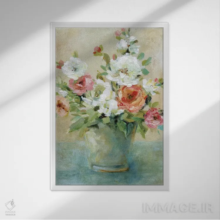 تابلو دکوراتیو دسته گل آفتاب خورده اثر کارول رابینسون - نمای قابدار سفید