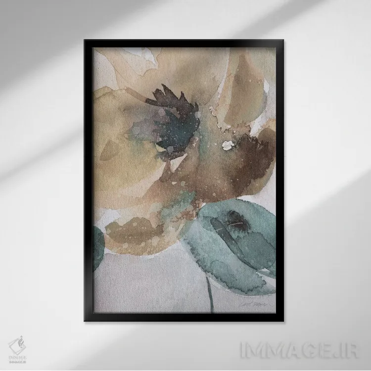 تابلو مدرن خشخاش آبرنگی ۲ اثر کارول رابینسون - نمای قابدار مشکی