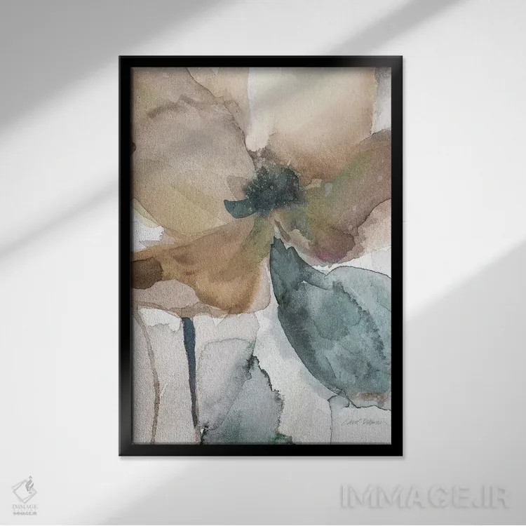 تابلو مدرن خشخاش آبرنگی ۱ اثر کارول رابینسون - نمای قابدار مشکی