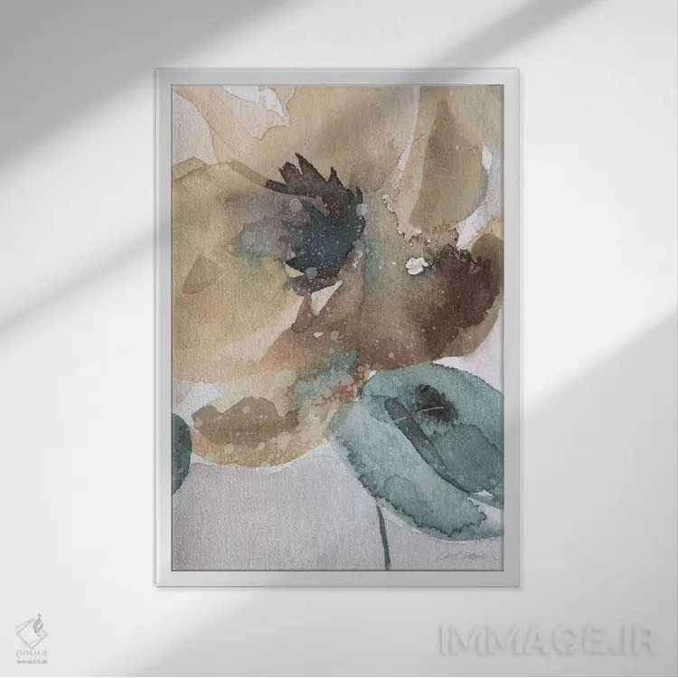 تابلو مدرن خشخاش آبرنگی ۲ اثر کارول رابینسون - نمای قابدار سفید