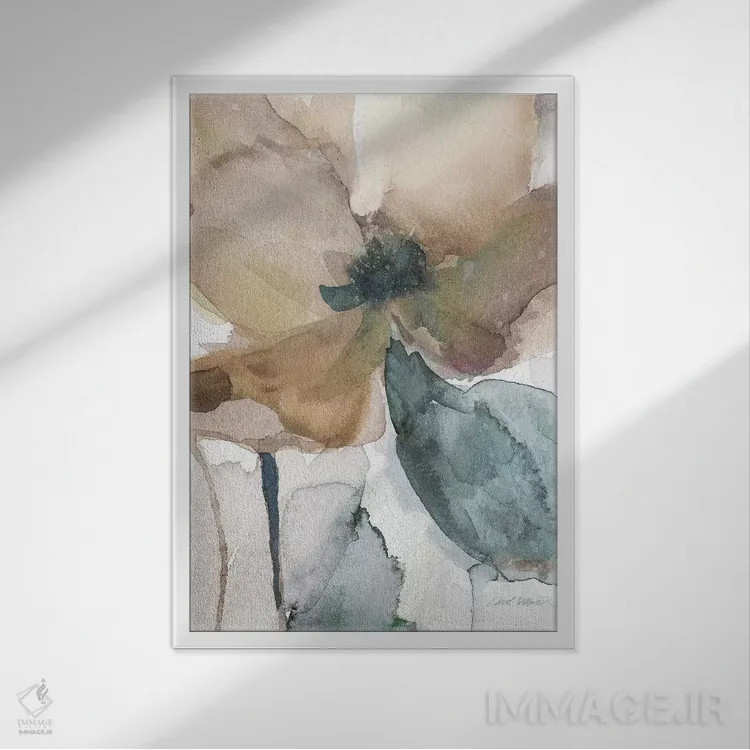 تابلو مدرن خشخاش آبرنگی ۱ اثر کارول رابینسون - نمای قابدار سفید