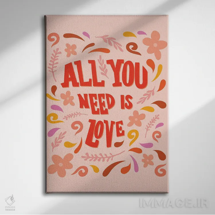 تابلو دکوراتیو عشق رترو اثر ناتالی کارپنتری - نمای روبهرو روی دیوار