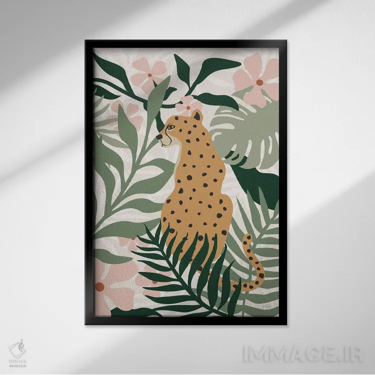 تابلو دکوراتیو گربه جنگلی ۲ اثر ناتالی کارپنتری - نمای قابدار مشکی