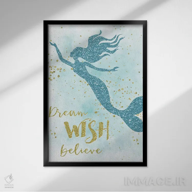 تابلو دکوراتیو رویابین، آرزو کن، باور داشته باش اثر ناتالی کارپنتری - نمای قابدار مشکی