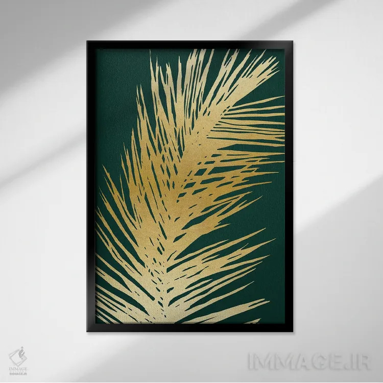 تابلو دکوراتیو نخل زمرباور ۲ اثر ناتالی کارپنتری - نمای قابدار مشکی