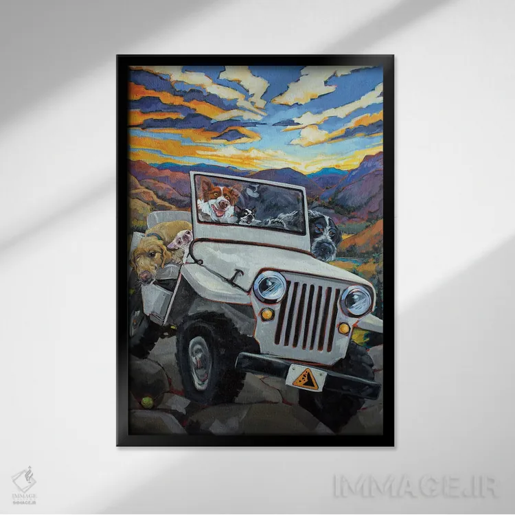 تابلو دکوراتیو مراقب ریزش سنگ باشید اثر سی آر تاونسند - نمای قابدار مشکی