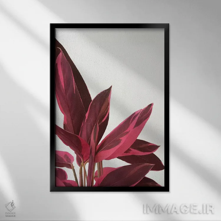 تابلو مینیمال برگ های قرمز دو اثر کاسیا بک - نمای قابدار مشکی