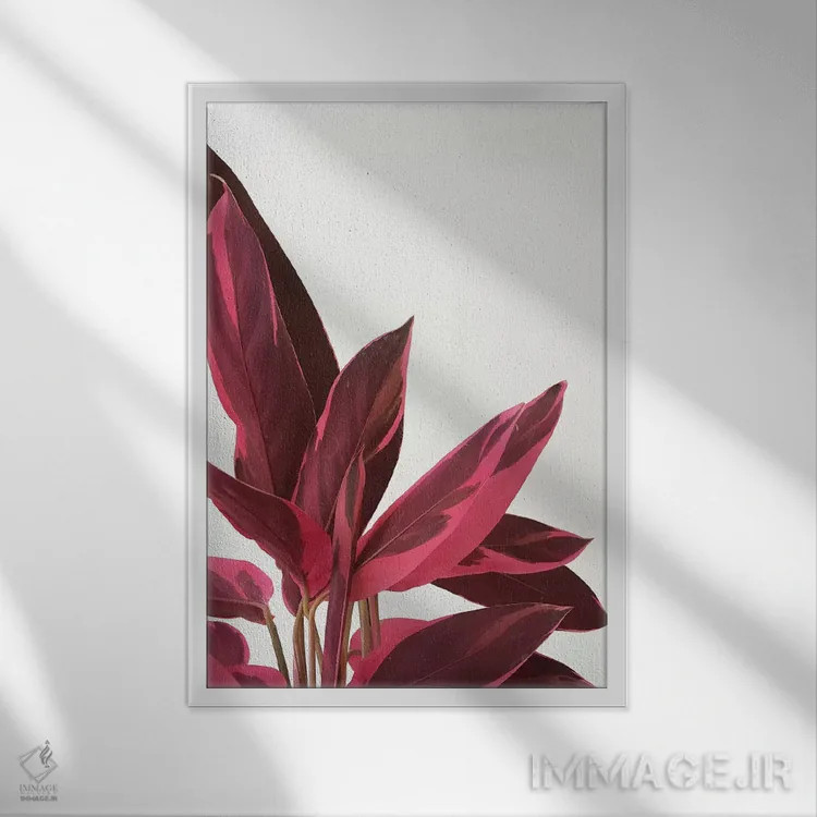 تابلو مینیمال برگ های قرمز دو اثر کاسیا بک - نمای قابدار سفید