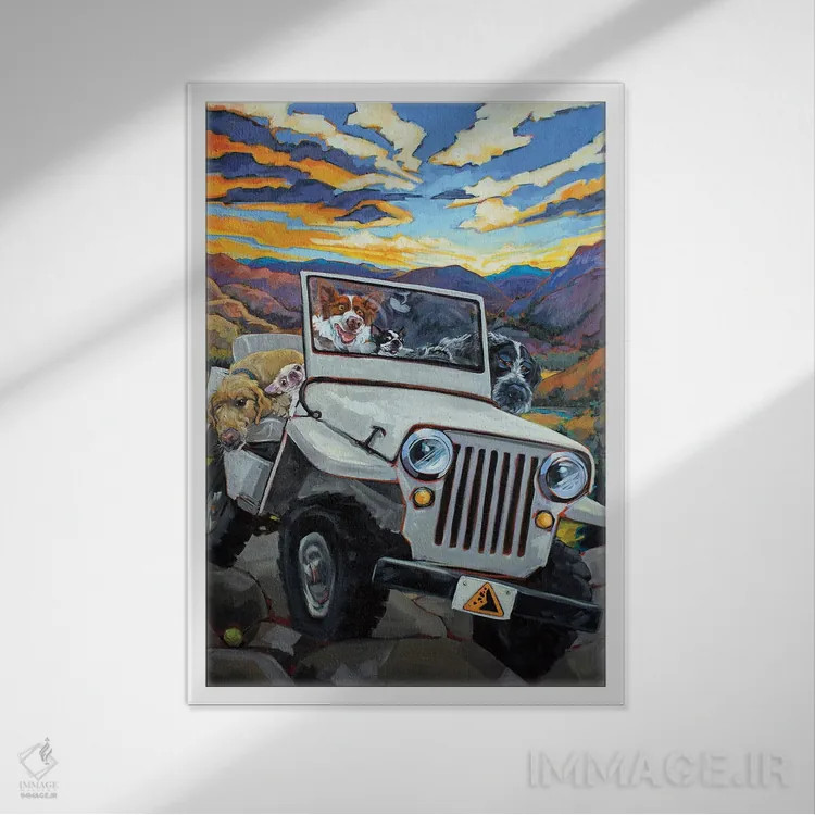 تابلو دکوراتیو مراقب ریزش سنگ باشید اثر سی آر تاونسند - نمای قابدار سفید