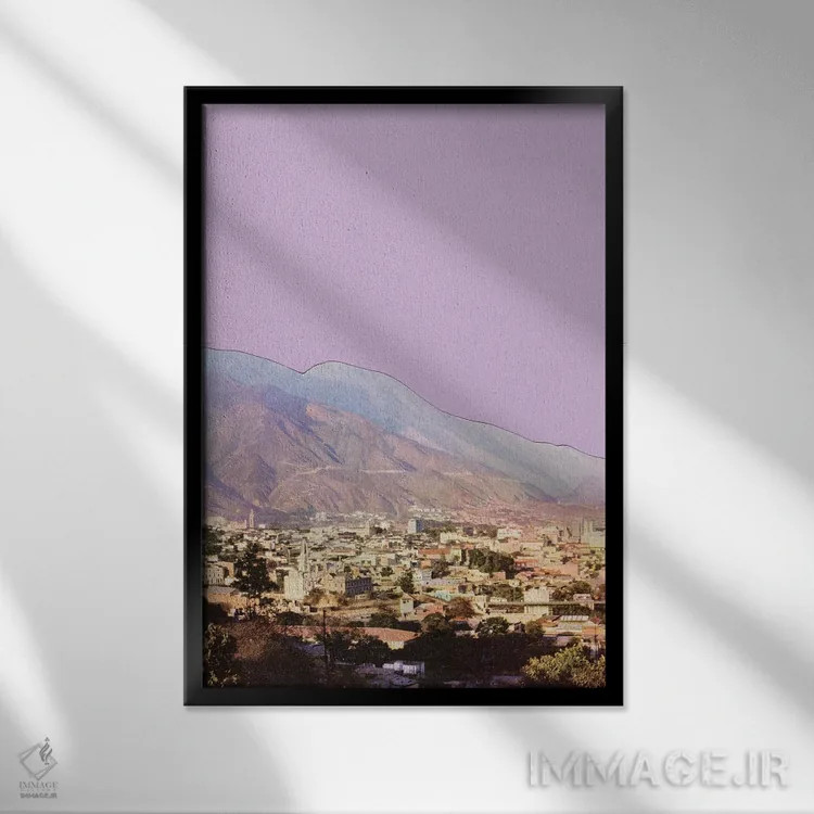 تابلو دکوراتیو آسمان های بنفشه ای اثر کاسیا بک - نمای قابدار مشکی