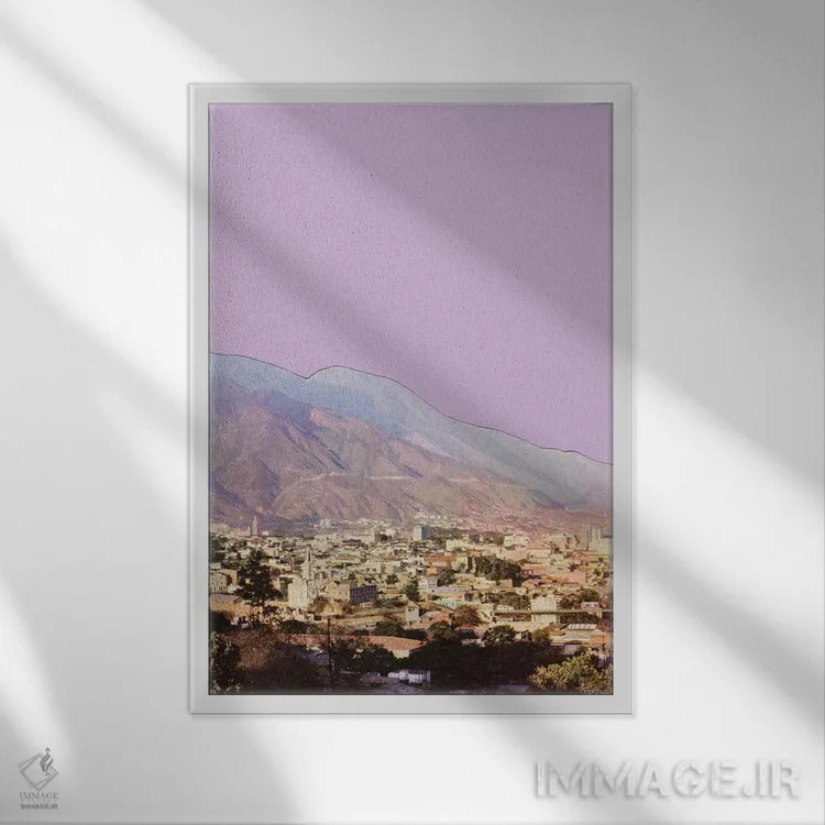 تابلو دکوراتیو آسمان های بنفشه ای اثر کاسیا بک - نمای قابدار سفید