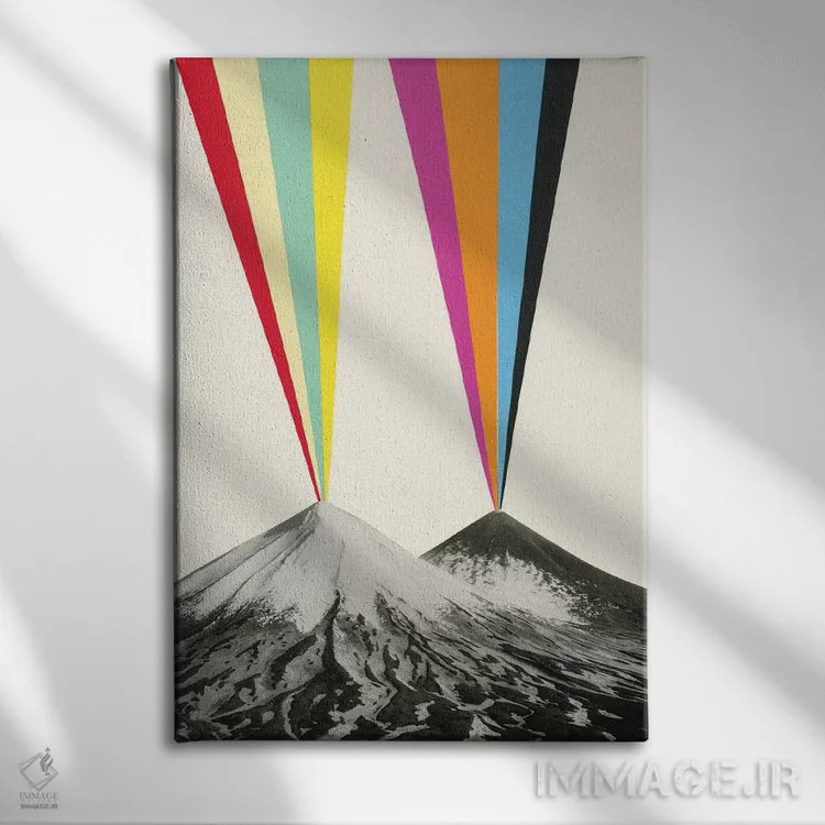 تابلو دکوراتیو آتشفشان ها اثر کاسیا بک - نمای روبهرو روی دیوار