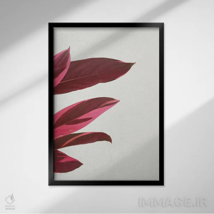 تابلو دکوراتیو برگ های قرمز یک اثر کاسیا بک - نمای قابدار مشکی