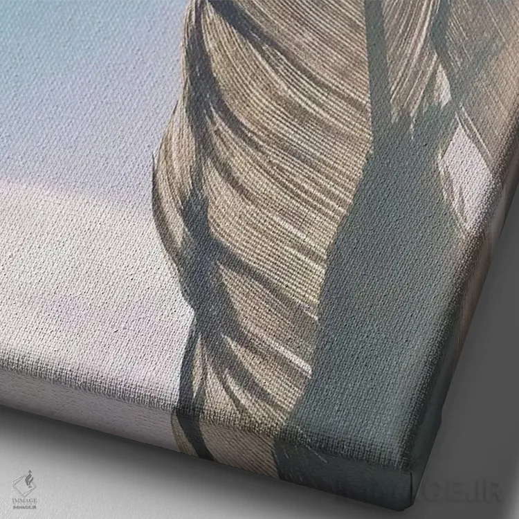 تابلو دکوراتیو پرهای قهوه ای اثر کاسیا بک - نمای نزدیک بافت بوم