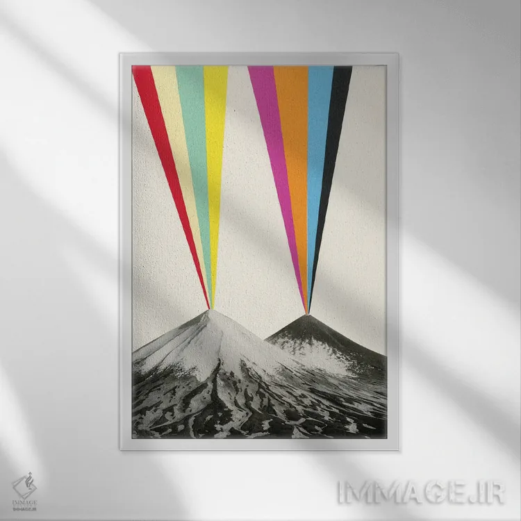 تابلو دکوراتیو آتشفشان ها اثر کاسیا بک - نمای قابدار سفید