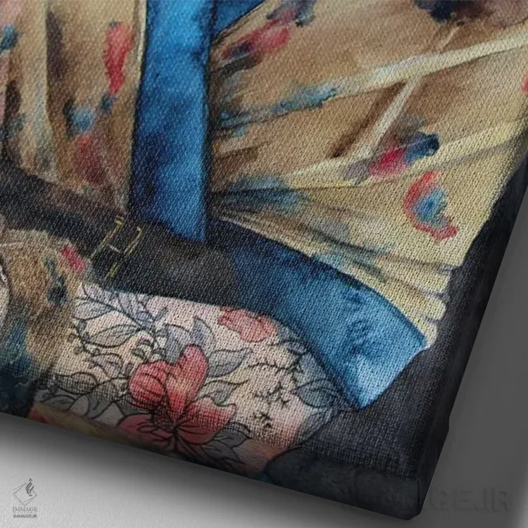 تابلو دکوراتیو مونالیزا اثر کریس جیمز - نمای نزدیک بافت بوم