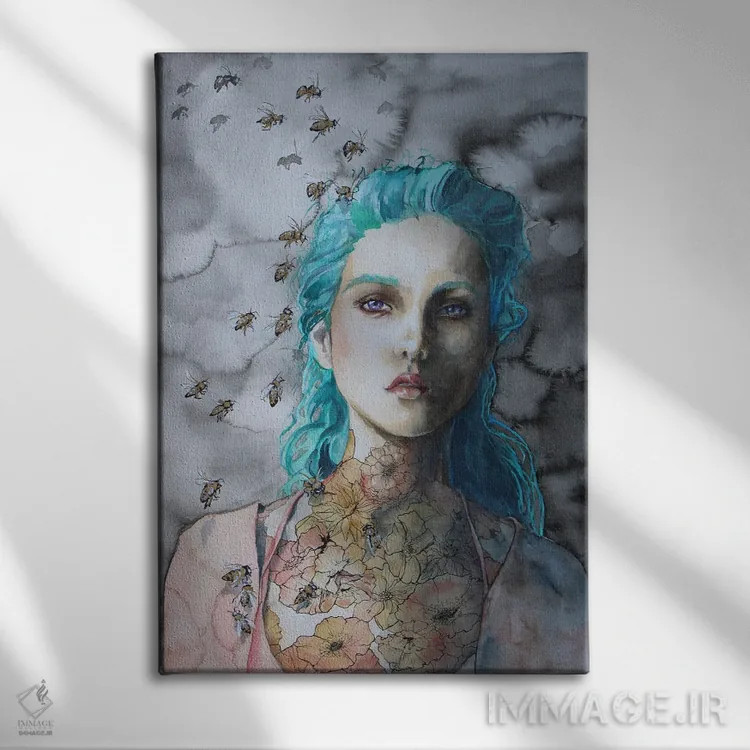 تابلو دکوراتیو زنبورها اثر کریس جیمز - نمای روبهرو روی دیوار