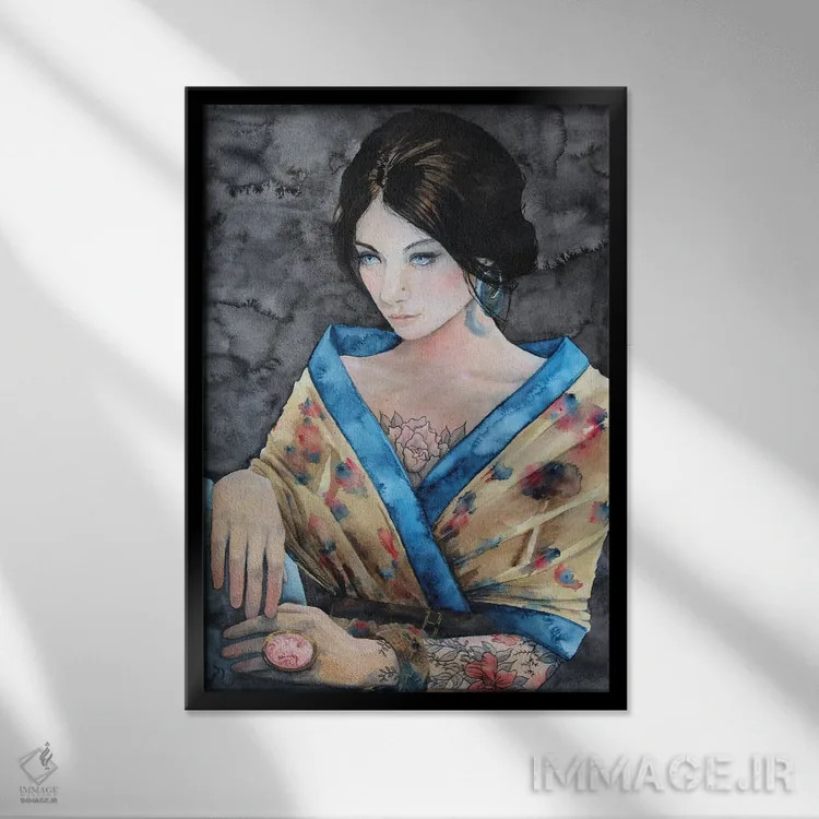 تابلو دکوراتیو مونالیزا اثر کریس جیمز - نمای قابدار مشکی