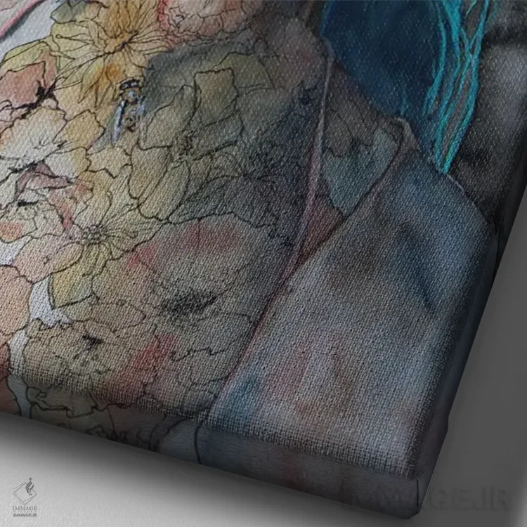 تابلو دکوراتیو زنبورها اثر کریس جیمز - نمای نزدیک بافت بوم