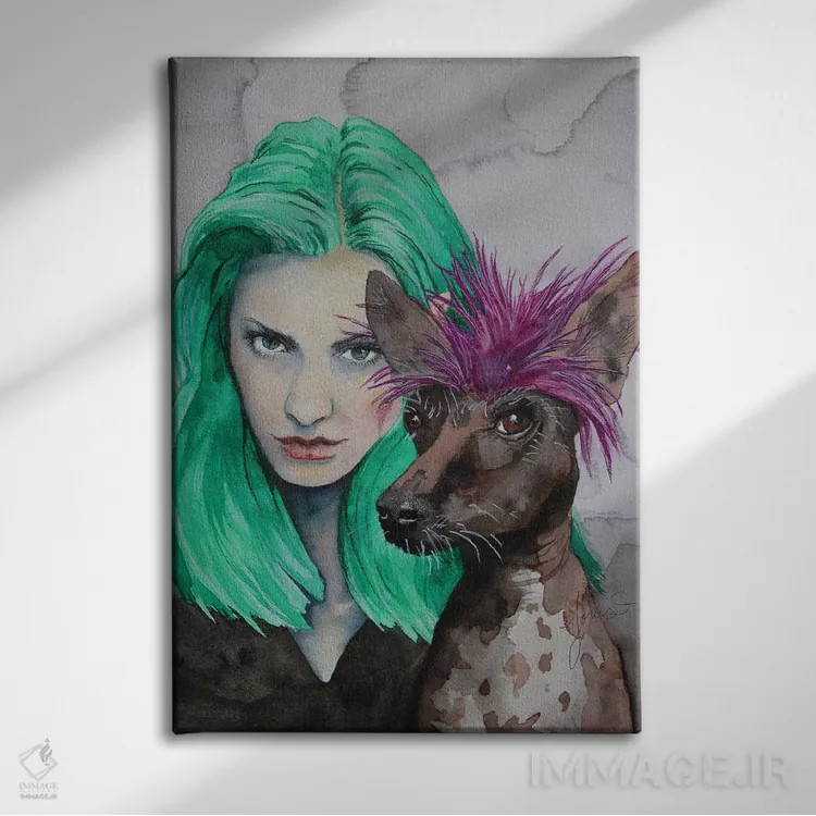 تابلو دکوراتیو سگ پانک راک اثر کریس جیمز - نمای روبهرو روی دیوار