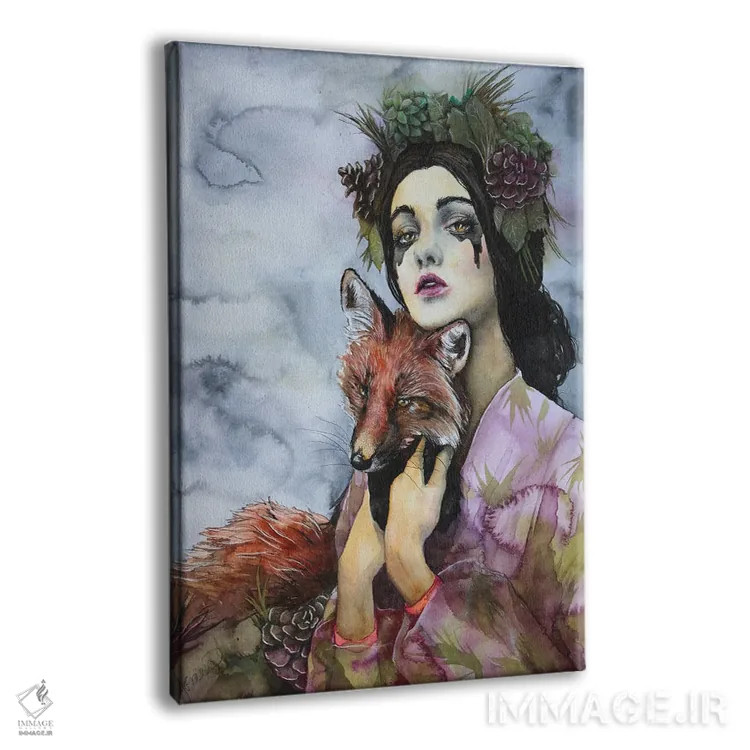 تابلو دکوراتیو بانو و روباه اثر کریس جیمز - نمای پرسپکتیو محصول