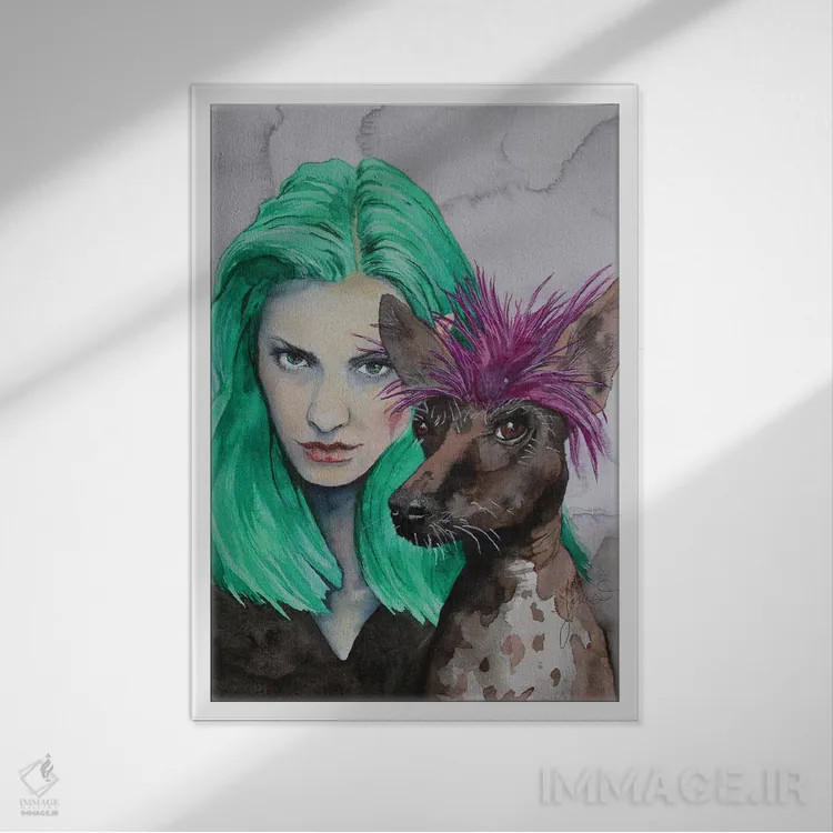 تابلو دکوراتیو سگ پانک راک اثر کریس جیمز - نمای قابدار سفید