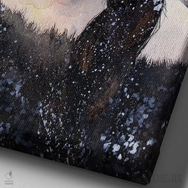 تابلو دکوراتیو بارش برف اثر کریس جیمز - نمای نزدیک بافت بوم