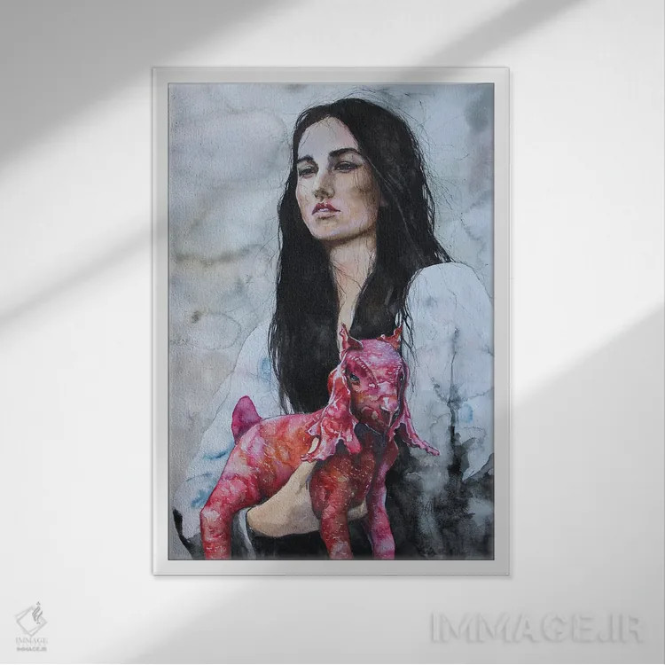 تابلو دکوراتیو آوریل و آستین اثر کریس جیمز - نمای قابدار سفید