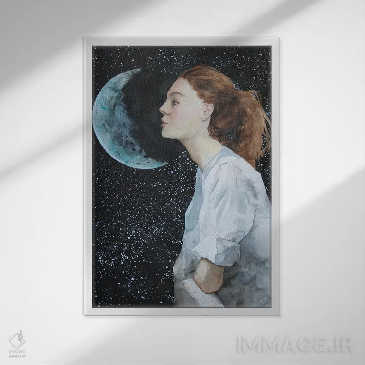 تابلو دکوراتیو رویاهای ماه اثر کریس جیمز - نمای قابدار سفید