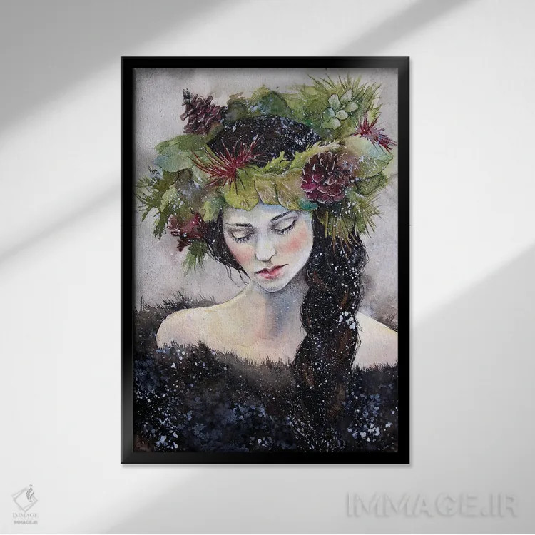 تابلو دکوراتیو بارش برف اثر کریس جیمز - نمای قابدار مشکی