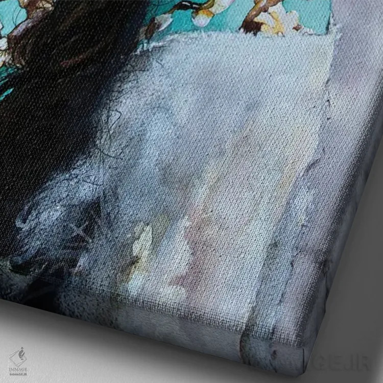 تابلو دکوراتیو شکوفه بادام اثر کریس جیمز - نمای نزدیک بافت بوم