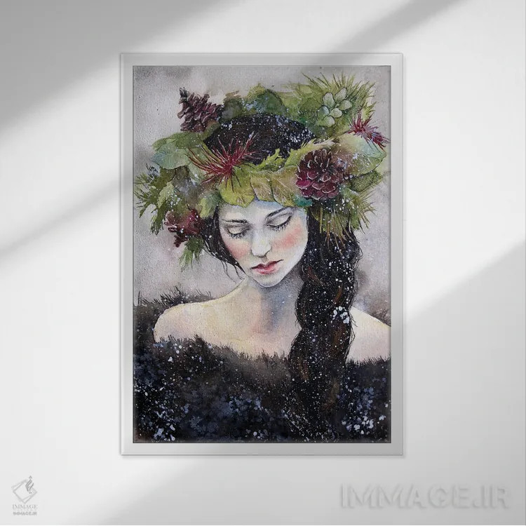 تابلو دکوراتیو بارش برف اثر کریس جیمز - نمای قابدار سفید