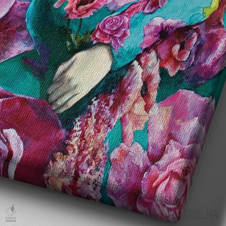 تابلو دکوراتیو فلورا اثر کریس جیمز - نمای نزدیک بافت بوم