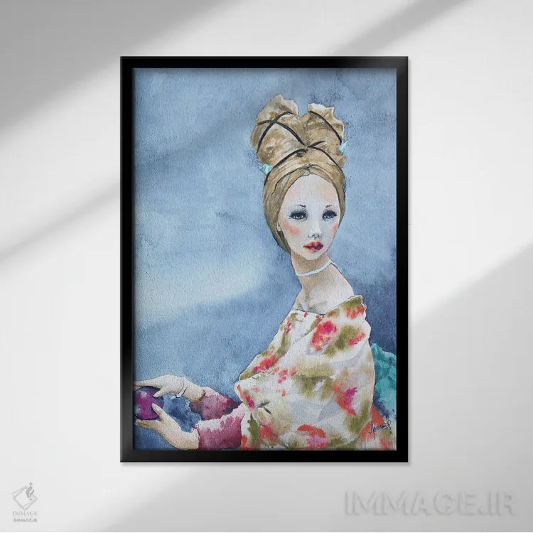 تابلو دکوراتیو ملکه کارولاین اثر کریس جیمز - نمای قابدار مشکی